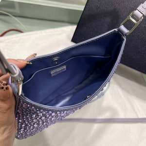 Prada 1BC169 Prada Cleo satin bag with appliqu¨¦s Purple - Default Title - View 6