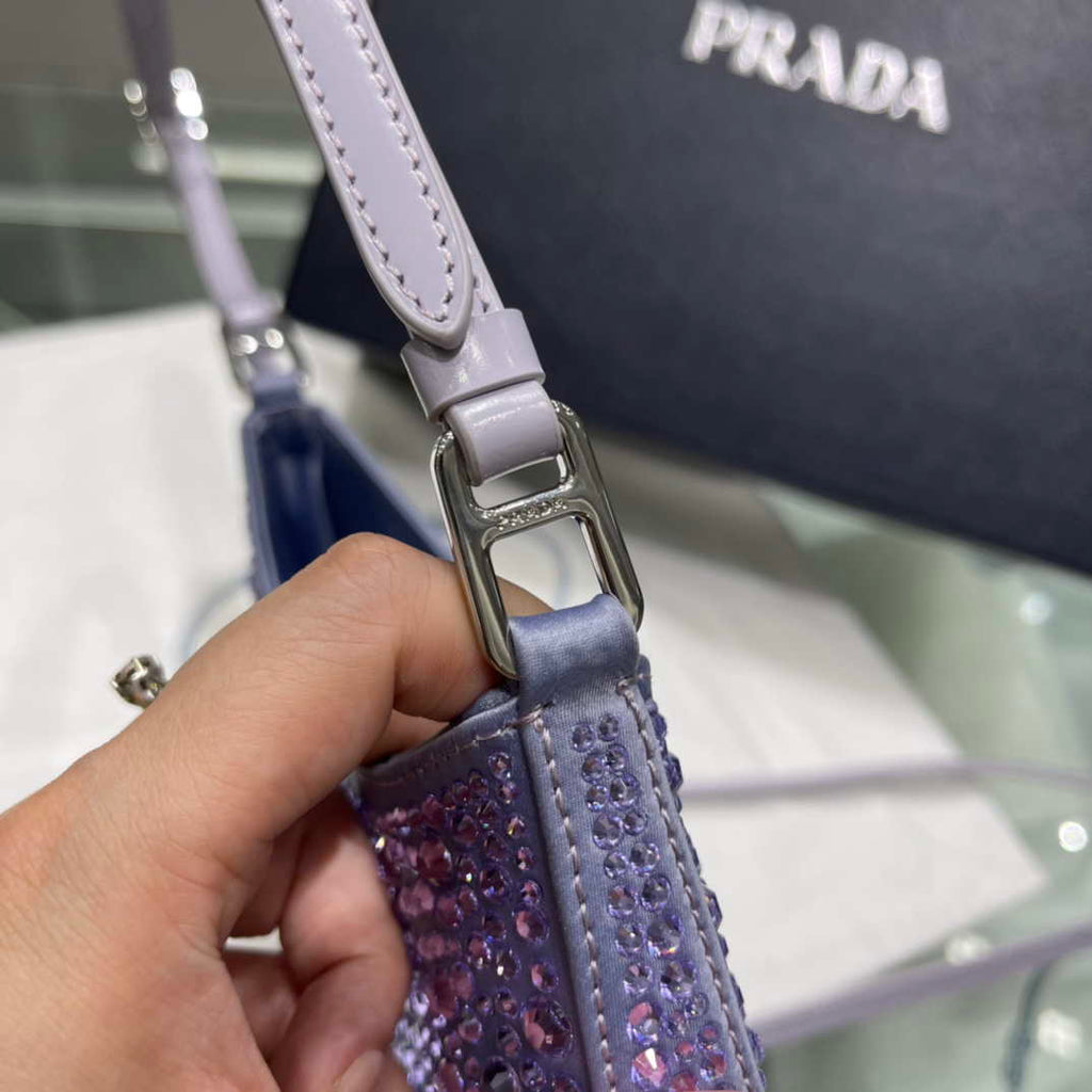 Prada 1BC169 Prada Cleo satin bag with appliqu¨¦s Purple