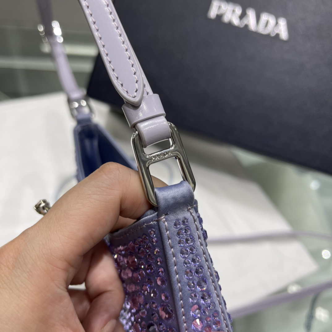 Prada 1BC169 Prada Cleo satin bag with appliqu¨¦s Purple