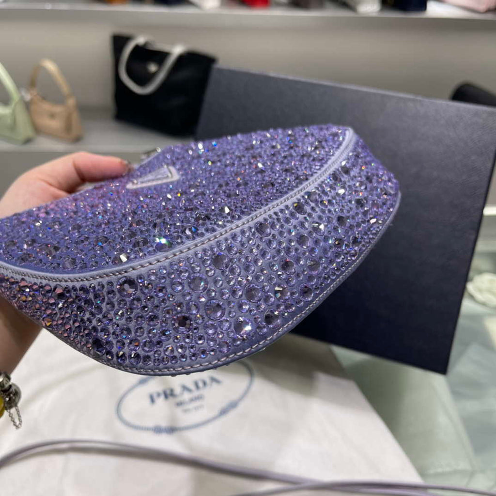 Prada 1BC169 Prada Cleo satin bag with appliqu¨¦s Purple