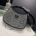 Prada 1BC169 Prada Cleo satin bag with appliqu¨¦s Black