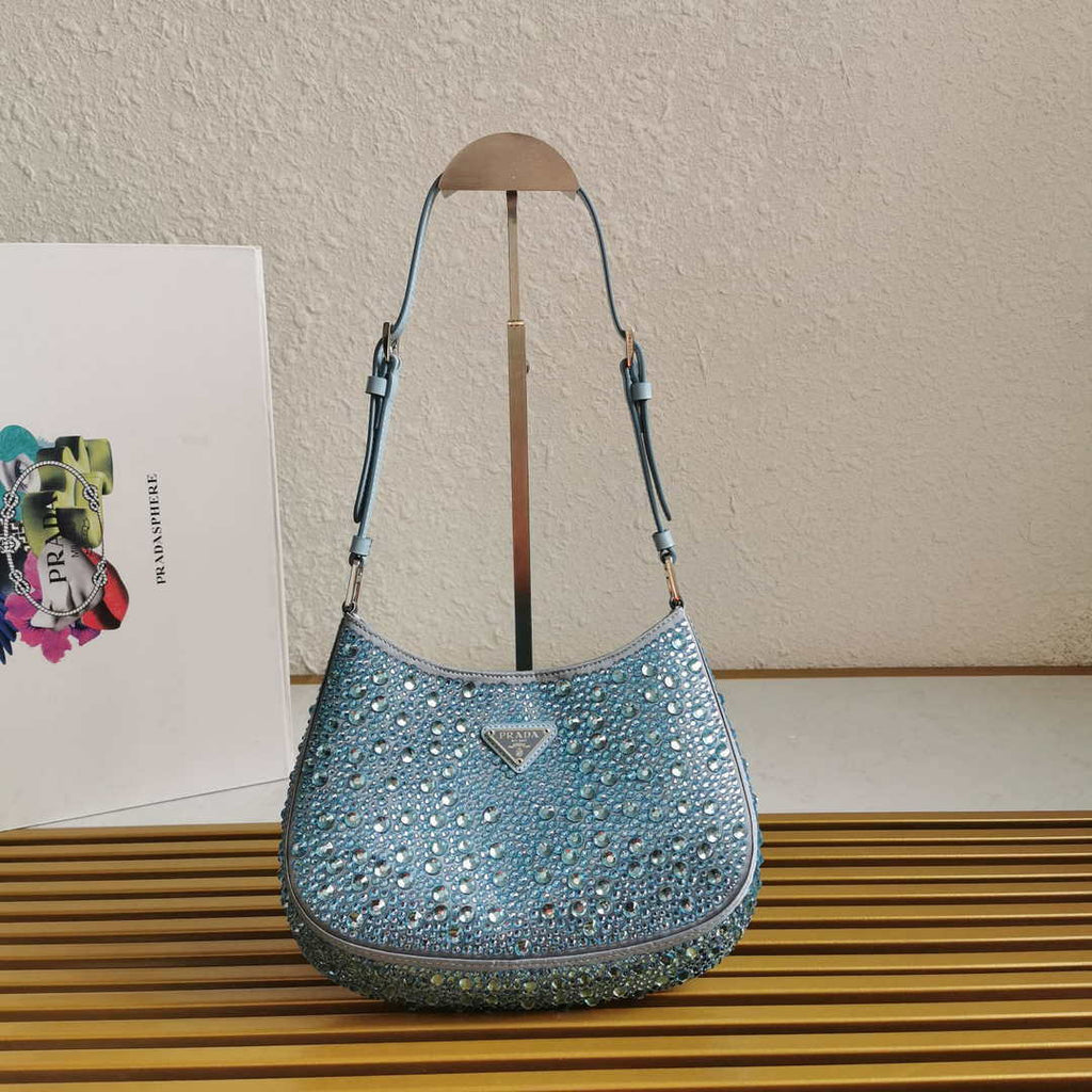 Prada 1BC169 Prada Cleo satin bag with appliqu¨¦s Pink