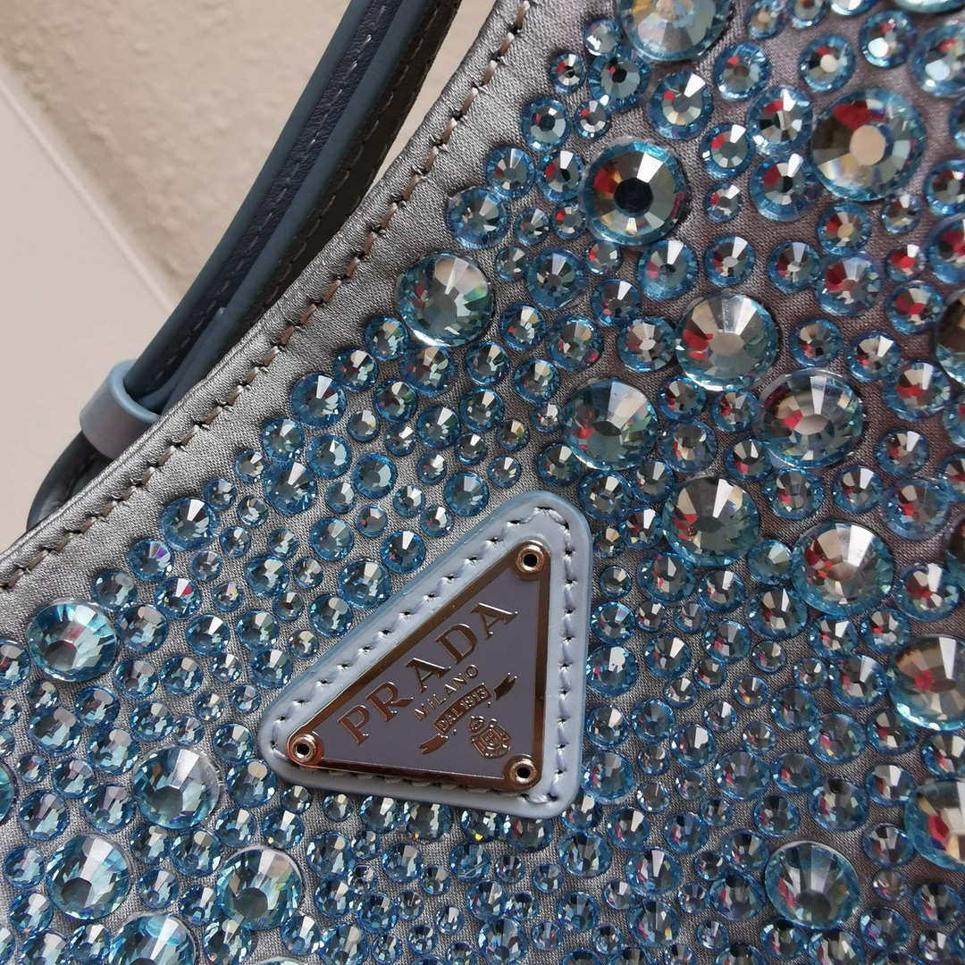Prada 1BC169 Prada Cleo satin bag with appliqu¨¦s Pink