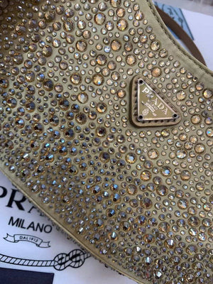 Prada 1BC169 Prada Cleo satin bag with appliqu¨¦s Gold - Default Title - View 12