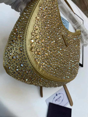 Prada 1BC169 Prada Cleo satin bag with appliqu¨¦s Gold - Default Title - View 15