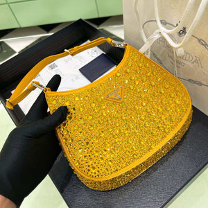 Prada 1BC169 Prada Cleo satin bag with appliqu¨¦s Gold Yellow - Default Title - View 3