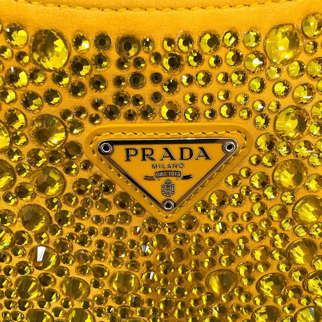 Prada 1BC169 Prada Cleo satin bag with appliqu¨¦s Gold Yellow