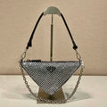 Prada 1BC190 Prada Triangle satin mini-bag with crystals Black - Default Title - View 1