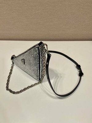 Prada 1BC190 Prada Triangle satin mini-bag with crystals Black - Default Title - View 4