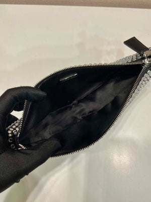 Prada 1BC190 Prada Triangle satin mini-bag with crystals Black - Default Title - View 8