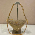 Prada 1BC190 Prada Triangle satin mini-bag with crystals Gold - Default Title - View 1