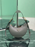 Prada 1BC194 Arqué small leather Shoulder  Bag Gray