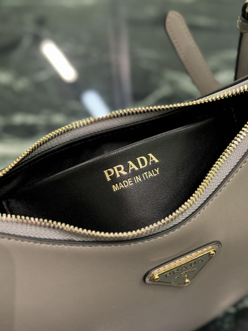 Prada 1BC194 Arqué small leather Shoulder  Bag Gray