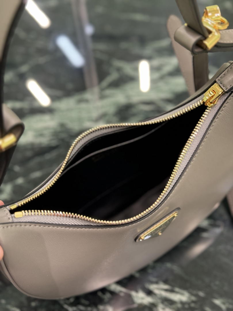 Prada 1BC194 Arqué small leather Shoulder  Bag Gray