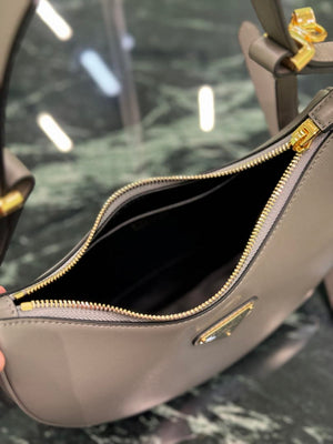Prada 1BC194 Arqué small leather Shoulder  Bag Gray - Default Title - View 9