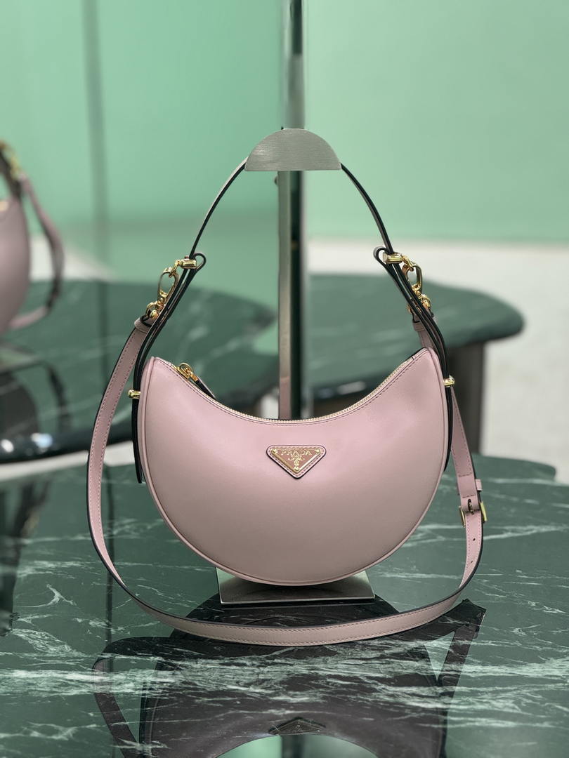 Prada 1BC194 Arqué small leather Shoulder  Bag Ligth Pink