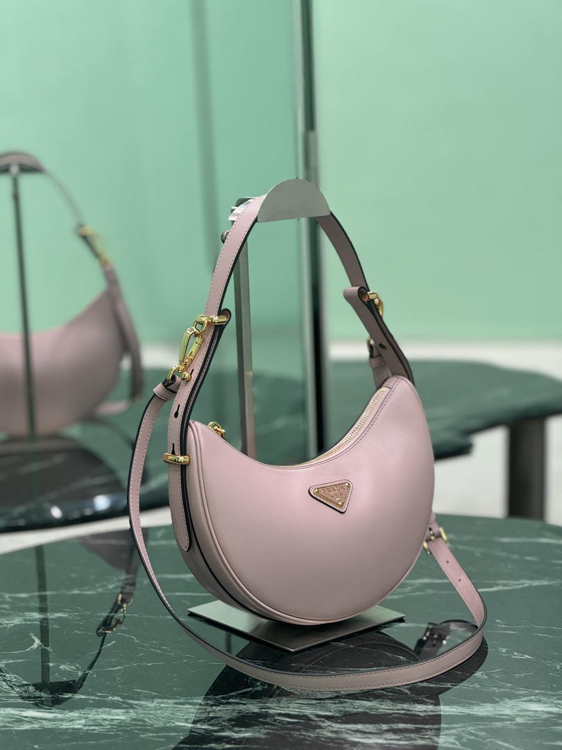 Prada 1BC194 Arqué small leather Shoulder  Bag Ligth Pink