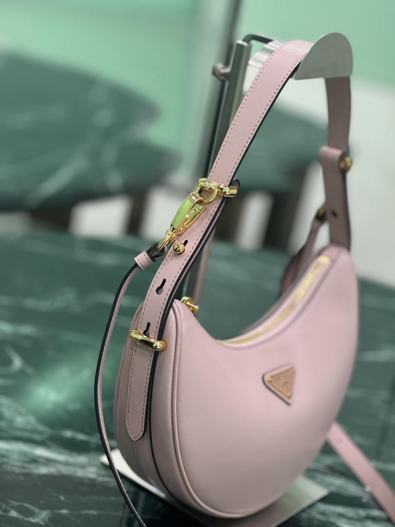 Prada 1BC194 Arqué small leather Shoulder  Bag Ligth Pink