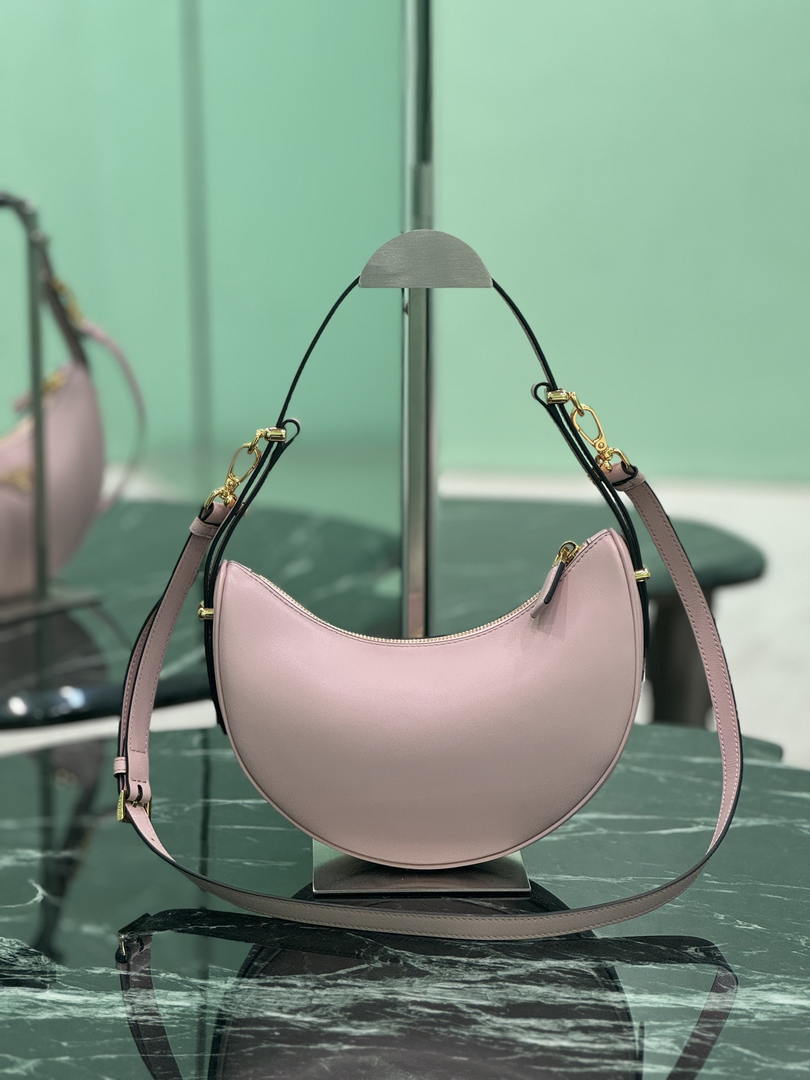 Prada 1BC194 Arqué small leather Shoulder  Bag Ligth Pink
