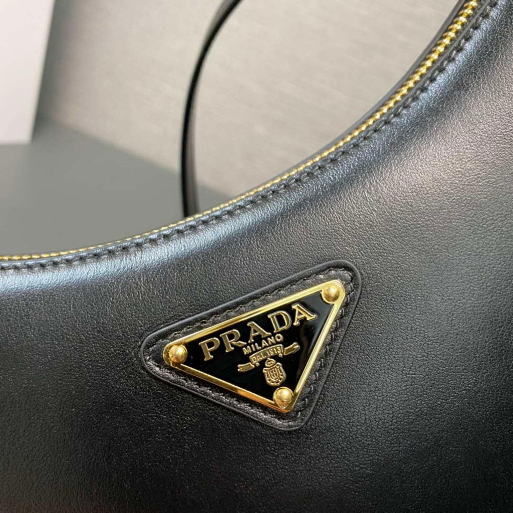 Prada 1BC194 Prada Arqu¨¦ Leather Shoulder Bag Black