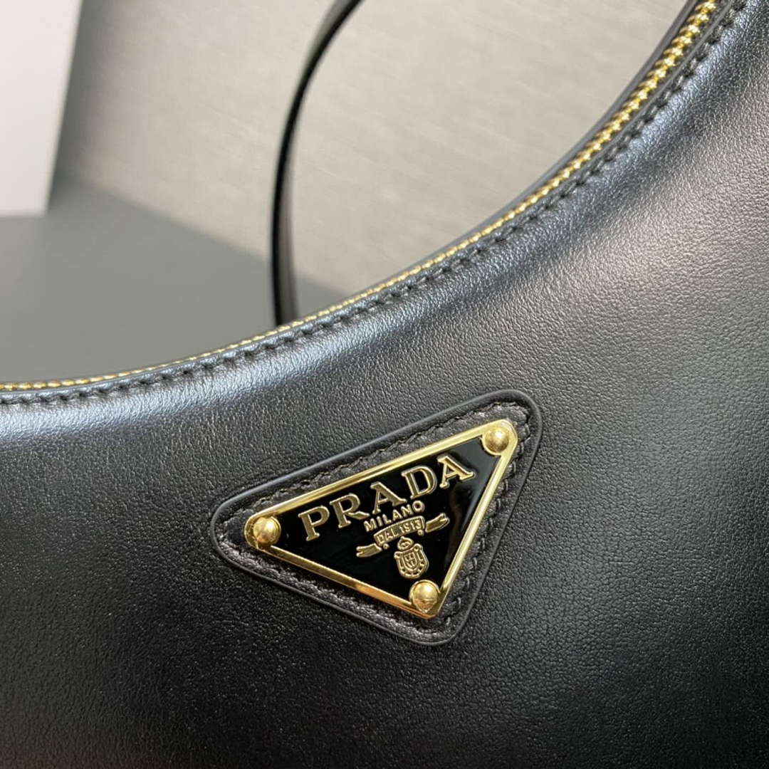 Prada 1BC194 Prada Arqu¨¦ Leather Shoulder Bag Black