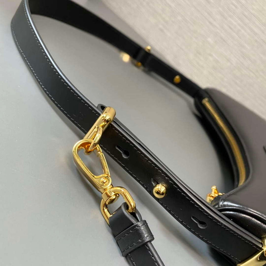 Prada 1BC194 Prada Arqu¨¦ Leather Shoulder Bag Black