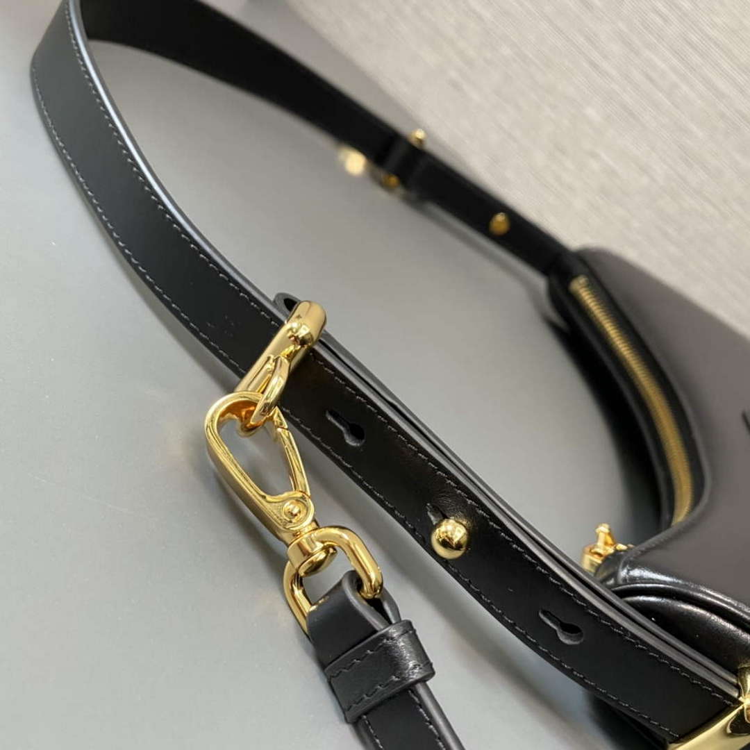Prada 1BC194 Prada Arqu¨¦ Leather Shoulder Bag Black