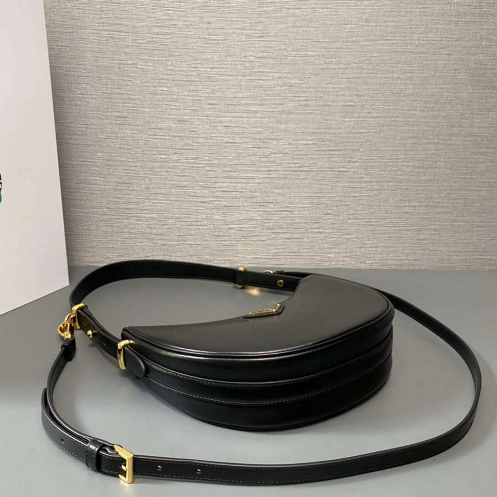 Prada 1BC194 Prada Arqu¨¦ Leather Shoulder Bag Black