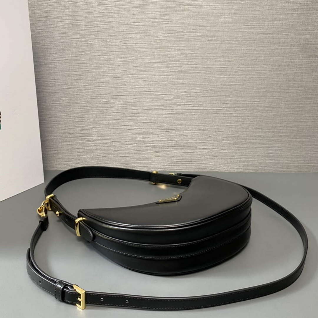 Prada 1BC194 Prada Arqu¨¦ Leather Shoulder Bag Black