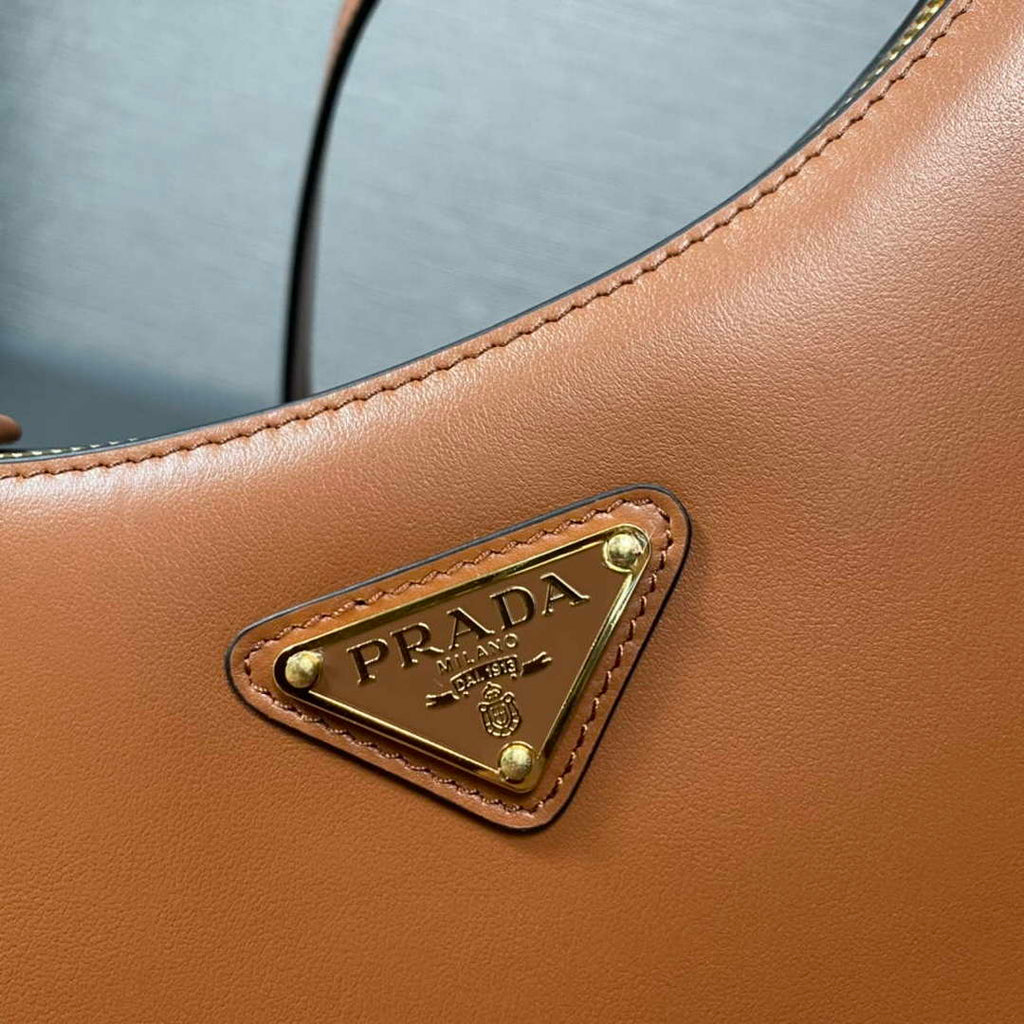 Prada 1BC194 Prada Arqu¨¦ Leather Shoulder Bag Cognac