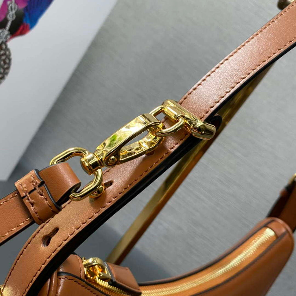 Prada 1BC194 Prada Arqu¨¦ Leather Shoulder Bag Cognac