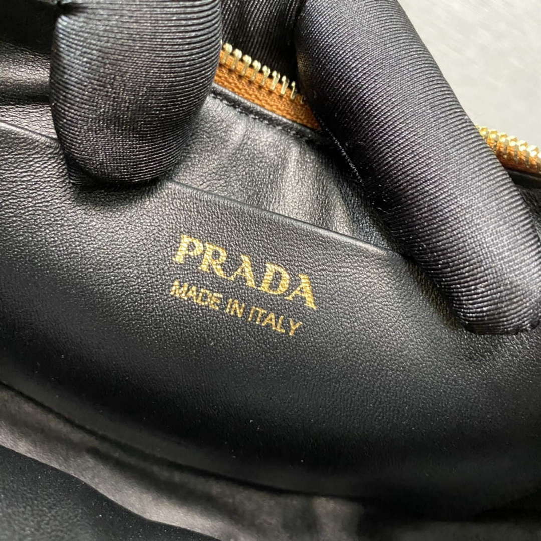 Prada 1BC194 Prada Arqu¨¦ Leather Shoulder Bag Cognac