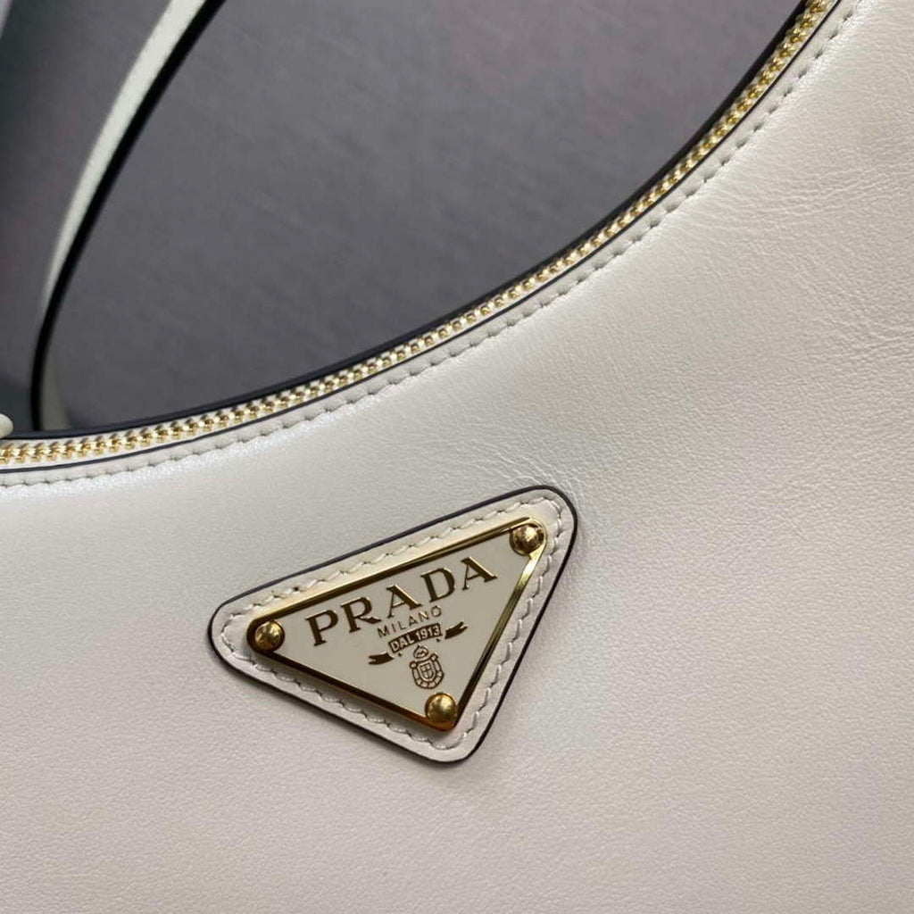 Prada 1BC194 Prada Arqu¨¦ Leather Shoulder Bag White