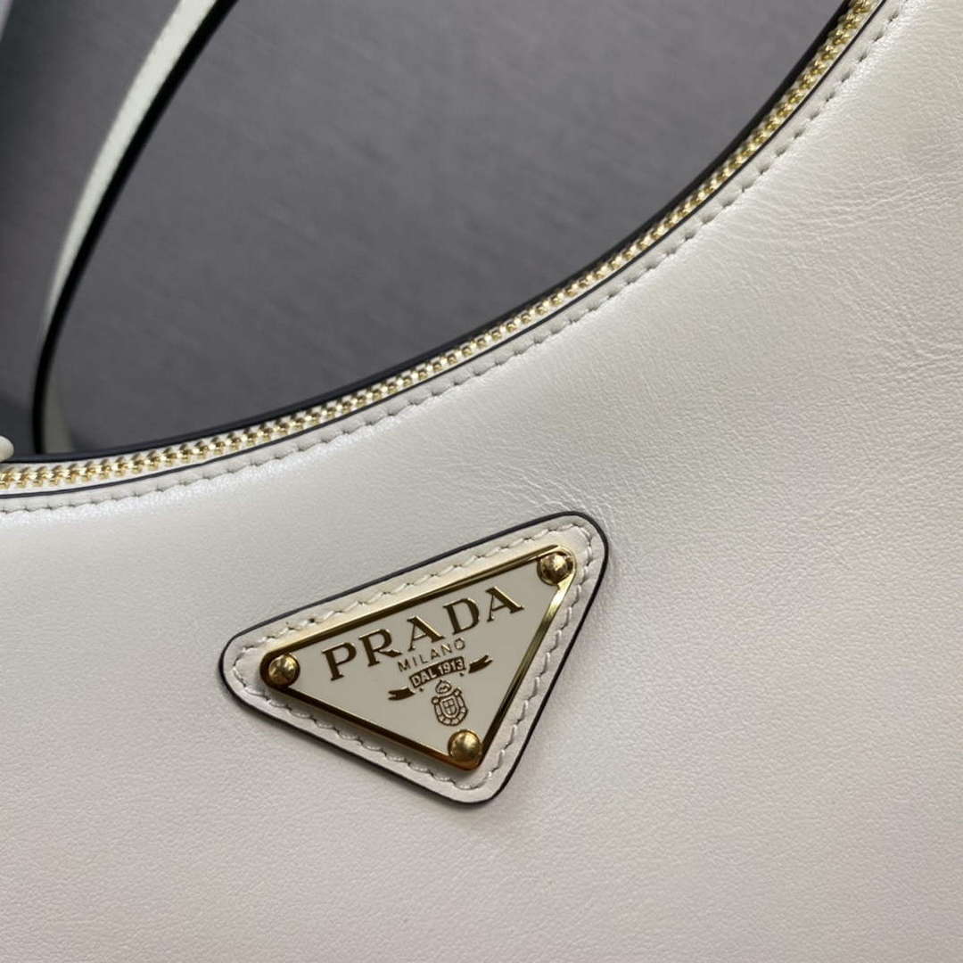 Prada 1BC194 Prada Arqu¨¦ Leather Shoulder Bag White