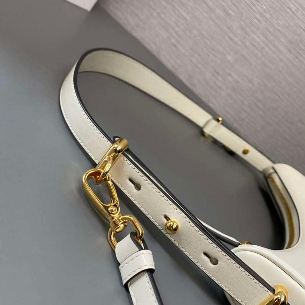 Prada 1BC194 Prada Arqu¨¦ Leather Shoulder Bag White