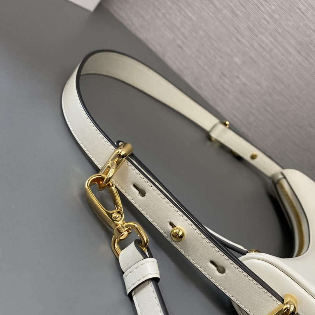 Prada 1BC194 Prada Arqu¨¦ Leather Shoulder Bag White