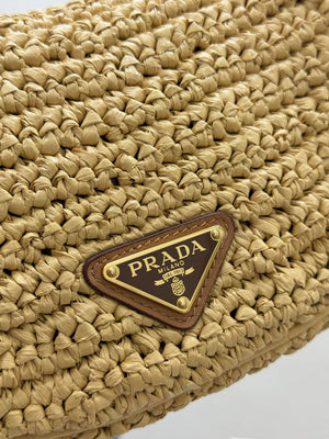 Prada 1BC194 Prada Arqué Raffia  Shoulder Bag Nature - Default Title - View 7