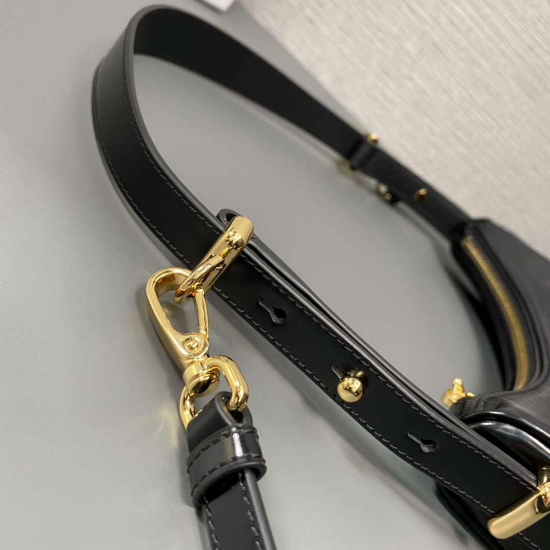 Prada 1BC194 Prada Arqu¨¦ Re-Nylon and Brushed Leather Shoulder Bag Black