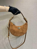 Prada 1BC194 Prada Arqu¨¦ suede leather shoulder bag Brown