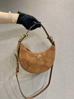 Prada 1BC194 Prada Arqu¨¦ suede leather shoulder bag Brown - Default Title - View 1