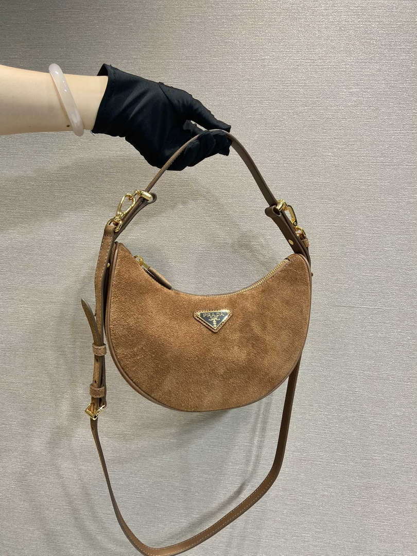 Prada 1BC194 Prada Arqu¨¦ suede leather shoulder bag Brown