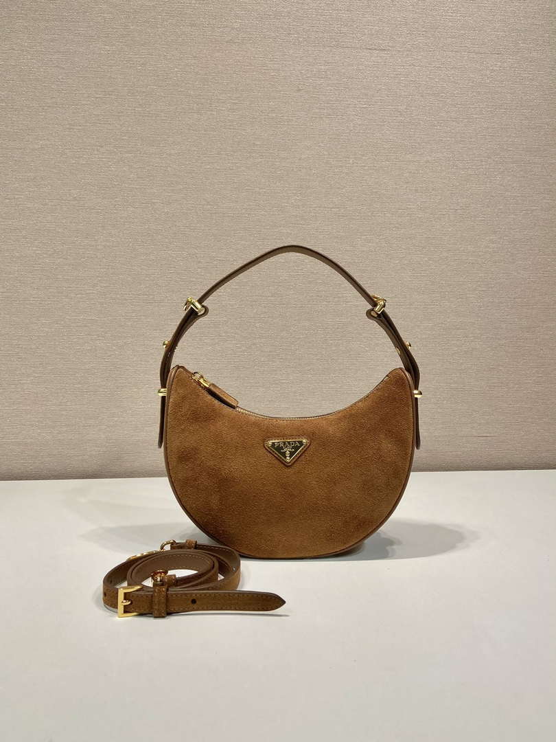 Prada 1BC194 Prada Arqu¨¦ suede leather shoulder bag Brown