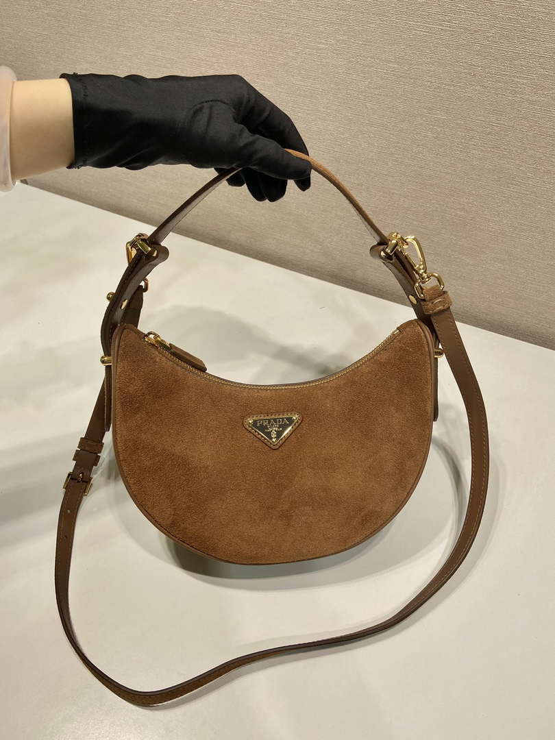 Prada 1BC194 Prada Arqu¨¦ suede leather shoulder bag Brown