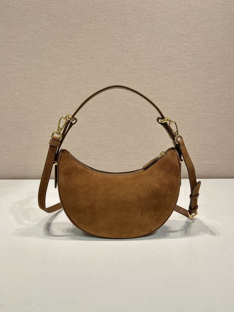 Prada 1BC194 Prada Arqu¨¦ suede leather shoulder bag Brown