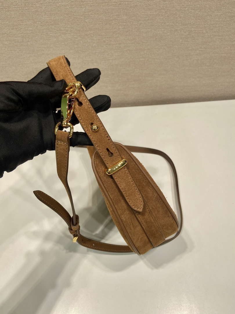 Prada 1BC194 Prada Arqu¨¦ suede leather shoulder bag Brown