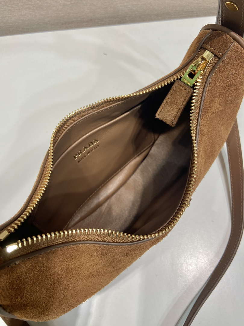 Prada 1BC194 Prada Arqu¨¦ suede leather shoulder bag Brown