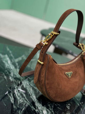 Prada 1BC194 Prada Arqu¨¦ suede leather shoulder bag Dark Brown - Default Title - View 6