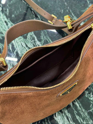 Prada 1BC194 Prada Arqu¨¦ suede leather shoulder bag Dark Brown - Default Title - View 8