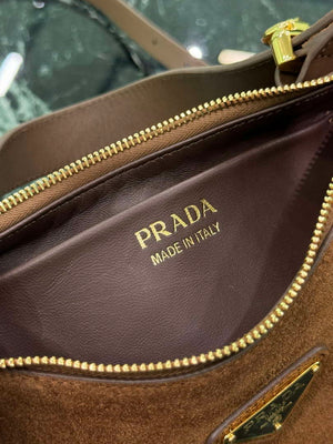 Prada 1BC194 Prada Arqu¨¦ suede leather shoulder bag Dark Brown - Default Title - View 9