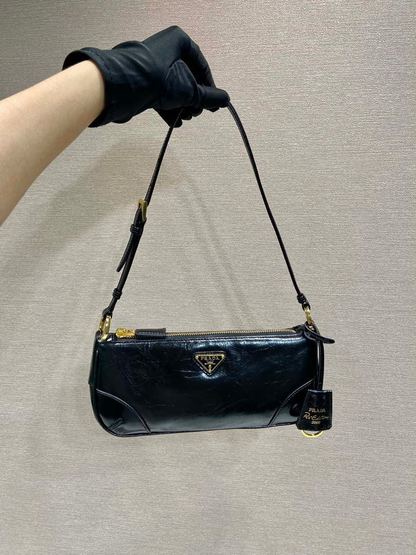 Prada 1BC201 Re-Edition 2002 small leather shoulder bag Black - Default Title - View 1